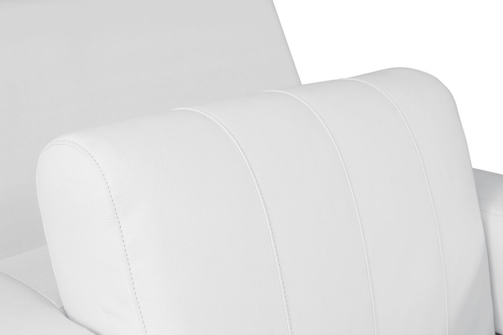 48" White Italian Leather Arm Chair HomeRoots