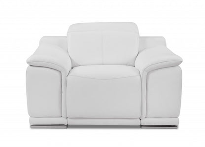 48" White Italian Leather Arm Chair HomeRoots