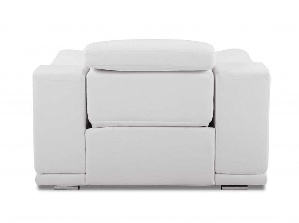 48" White Italian Leather Arm Chair HomeRoots