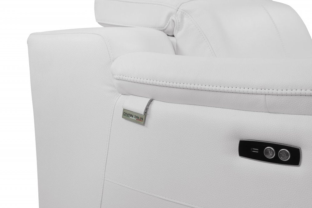 48" White Italian Leather Arm Chair HomeRoots