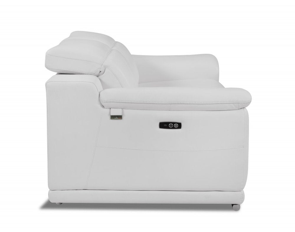 48" White Italian Leather Arm Chair HomeRoots