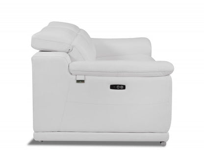 48" White Italian Leather Arm Chair HomeRoots