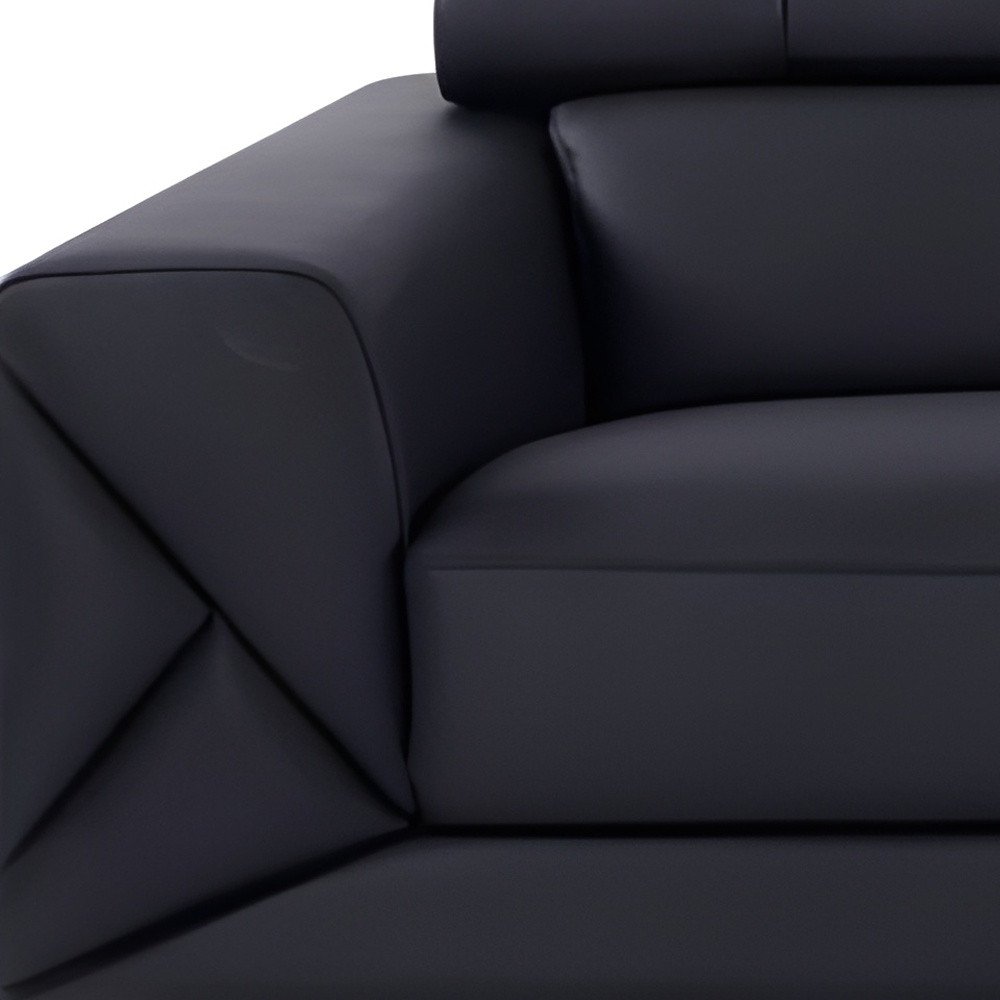 89" Black Italian Leather Sofa With Silver Legs HomeRoots