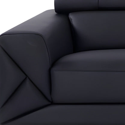 89" Black Italian Leather Sofa With Silver Legs HomeRoots