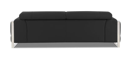 89" Dark Gray Italian Leather Sofa With Silver Legs HomeRoots