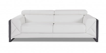 89" White Italian Leather Sofa With Chrome Legs HomeRoots