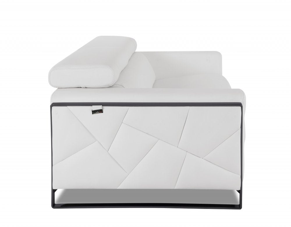 89" White Italian Leather Sofa With Chrome Legs HomeRoots