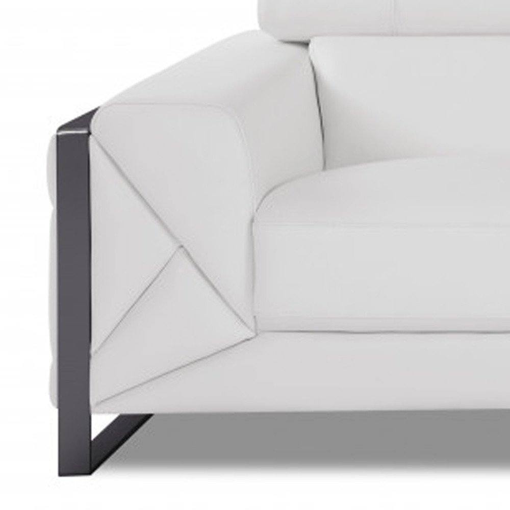 89" White Italian Leather Sofa With Chrome Legs HomeRoots