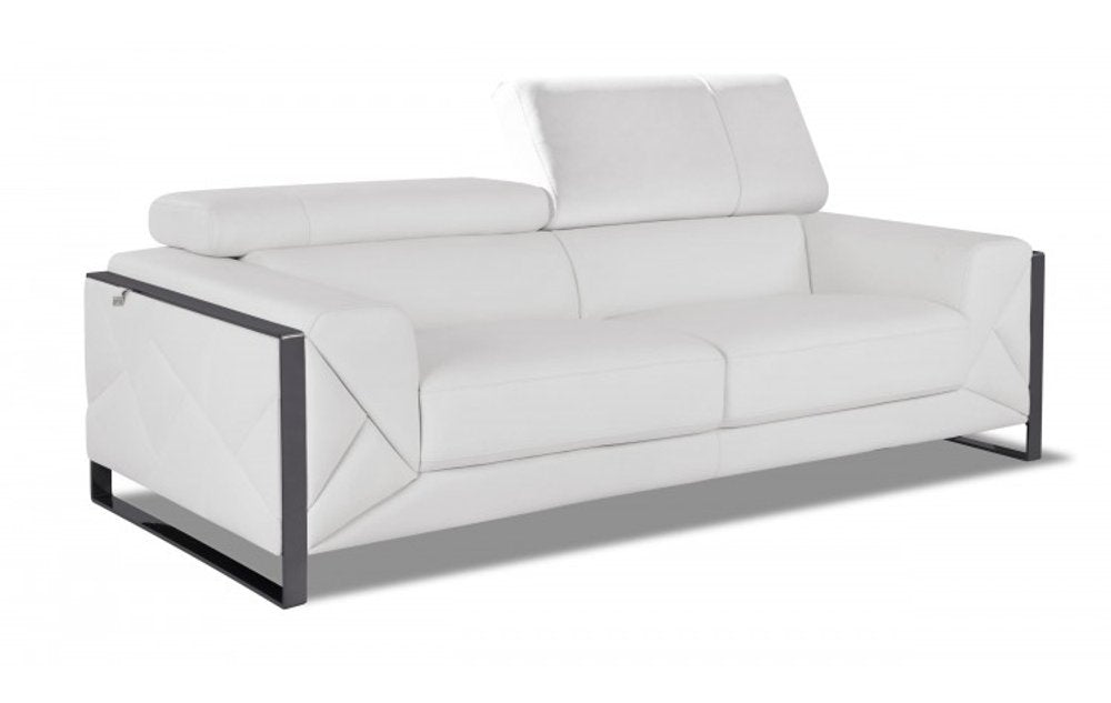 89" White Italian Leather Sofa With Chrome Legs HomeRoots