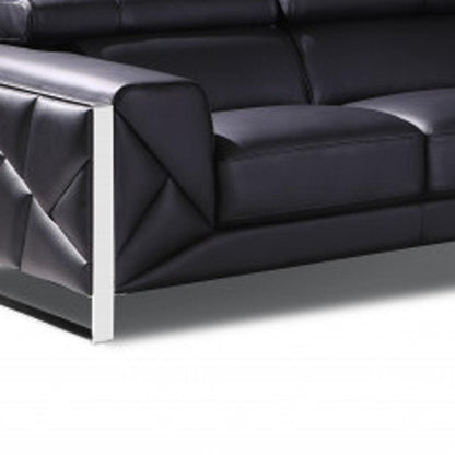 Two Piece Indoor Black Italian Leather Five Person Seating Set HomeRoots