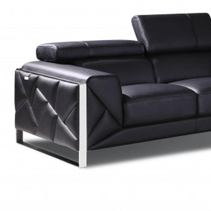 Two Piece Indoor Black Italian Leather Five Person Seating Set HomeRoots