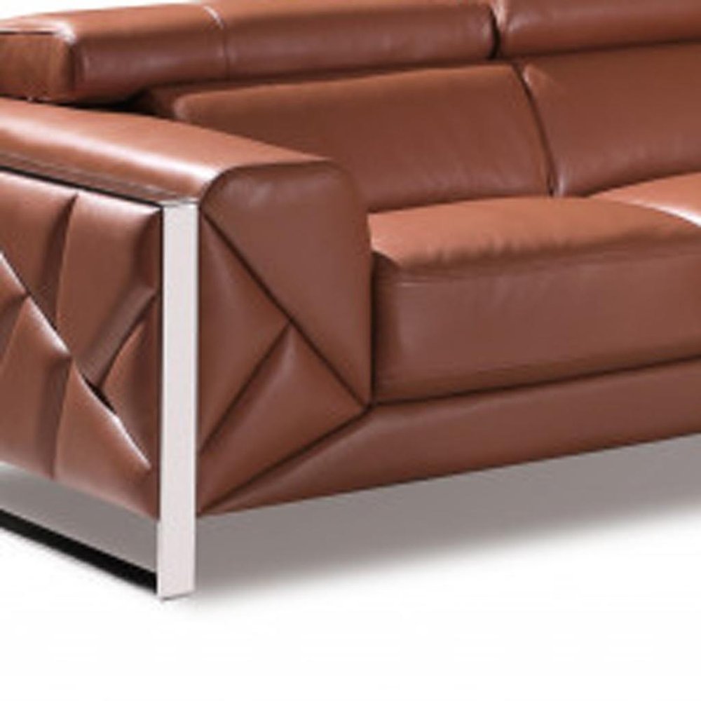 Two Piece Indoor Camel Italian Leather Five Person Seating Set HomeRoots