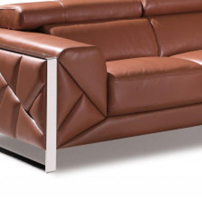Two Piece Indoor Camel Italian Leather Five Person Seating Set HomeRoots