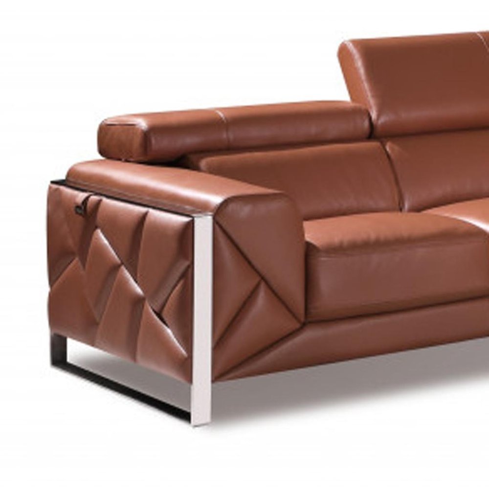 Two Piece Indoor Camel Italian Leather Five Person Seating Set HomeRoots