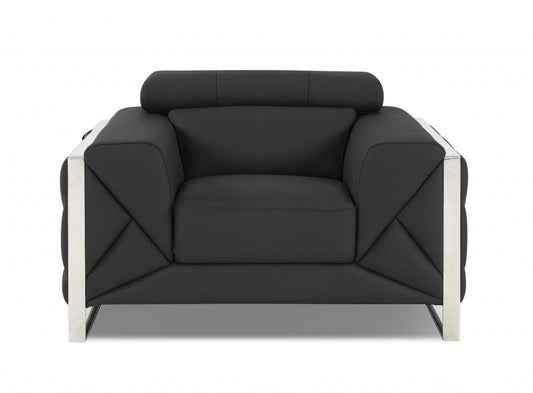 Three Piece Indoor Dark Gray Italian Leather Six Person Seating Set HomeRoots