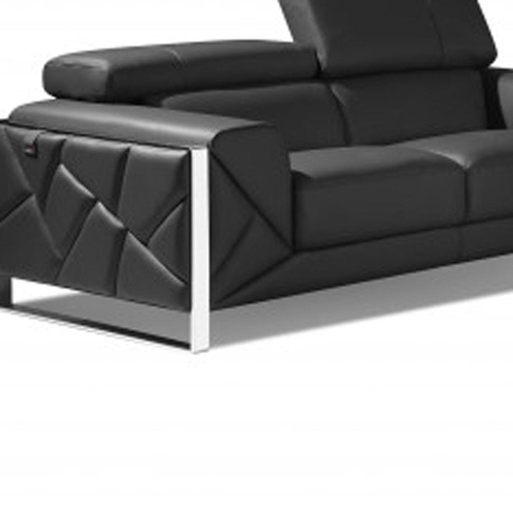 Three Piece Indoor Dark Gray Italian Leather Six Person Seating Set HomeRoots