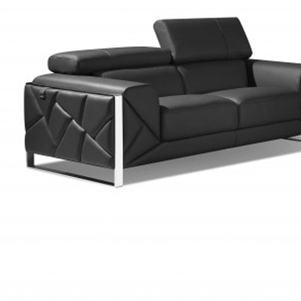 Three Piece Indoor Dark Gray Italian Leather Six Person Seating Set HomeRoots