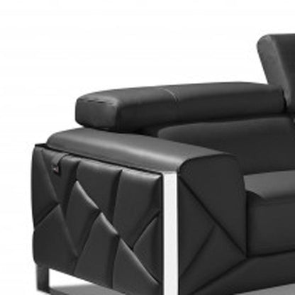 Two Piece Indoor Dark Gray Italian Leather Five Person Seating Set HomeRoots