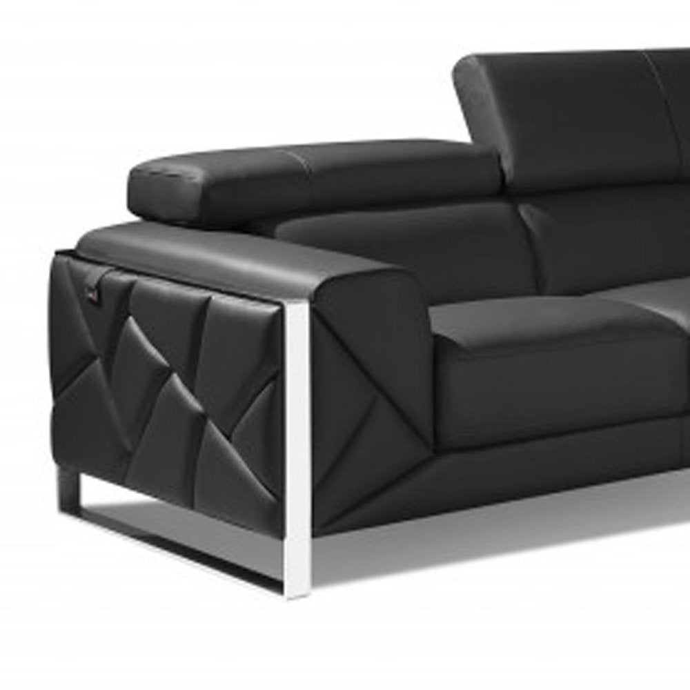 Two Piece Indoor Dark Gray Italian Leather Five Person Seating Set HomeRoots