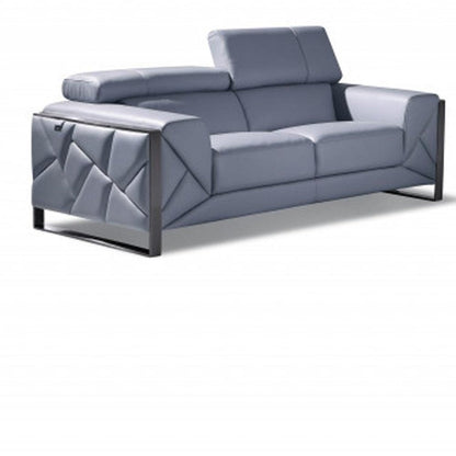 Three Piece Indoor Light Blue Italian Leather Six Person Seating Set HomeRoots