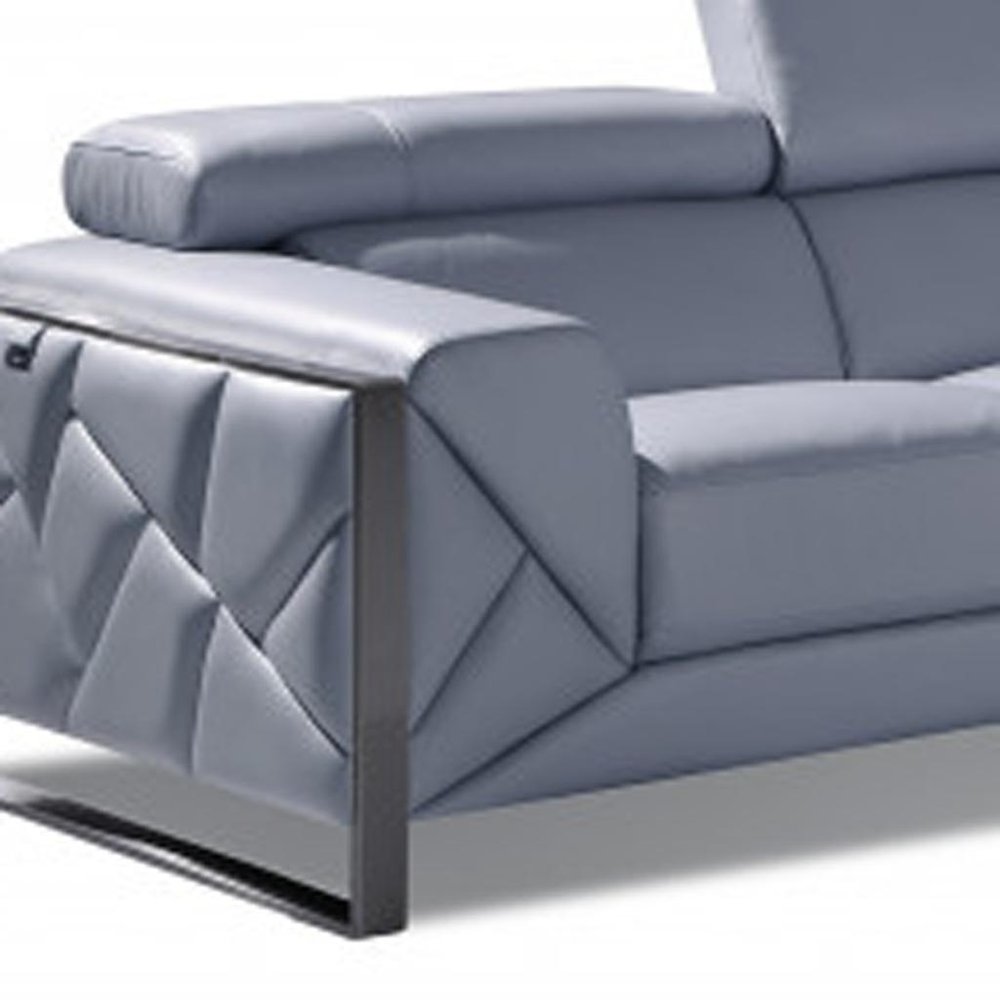 Two Piece Indoor Light Blue Italian Leather Five Person Seating Set HomeRoots