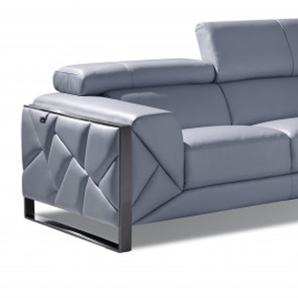 Two Piece Indoor Light Blue Italian Leather Five Person Seating Set HomeRoots