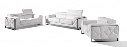 Three Piece Indoor White Italian Leather Six Person Seating Set HomeRoots