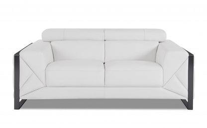 Three Piece Indoor White Italian Leather Six Person Seating Set