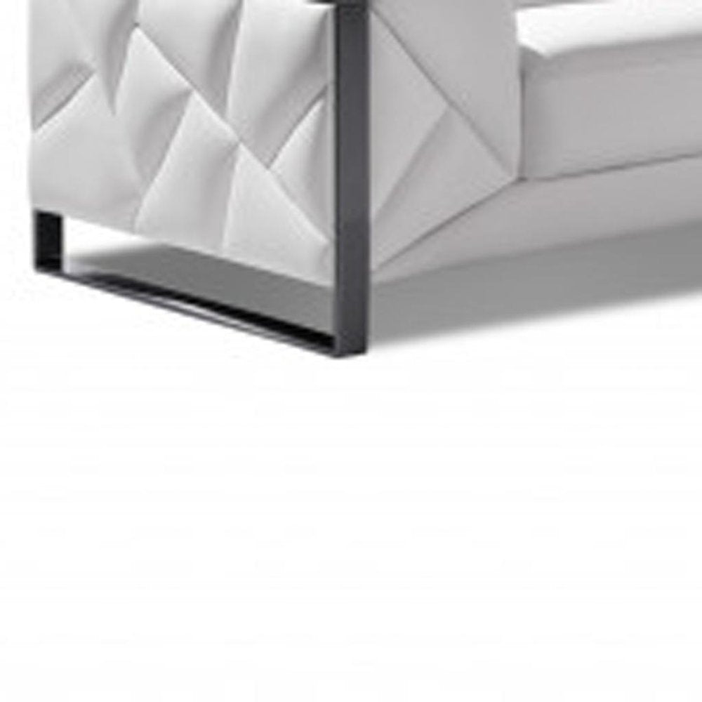 Three Piece Indoor White Italian Leather Six Person Seating Set HomeRoots