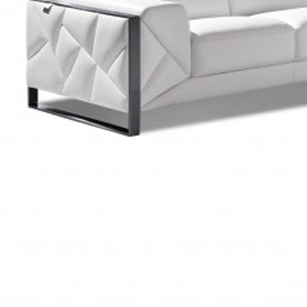 Three Piece Indoor White Italian Leather Six Person Seating Set HomeRoots
