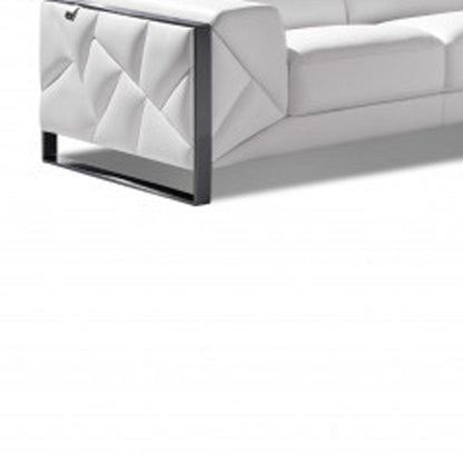 Three Piece Indoor White Italian Leather Six Person Seating Set HomeRoots
