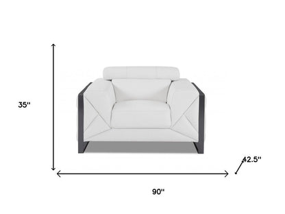 Three Piece Indoor White Italian Leather Six Person Seating Set HomeRoots