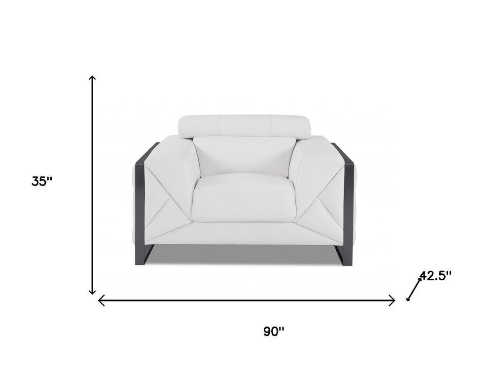 Three Piece Indoor White Italian Leather Six Person Seating Set HomeRoots