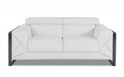 Two Piece Indoor White Italian Leather Five Person Seating Set HomeRoots