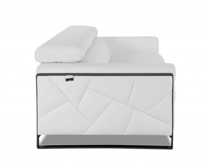 Two Piece Indoor White Italian Leather Five Person Seating Set HomeRoots