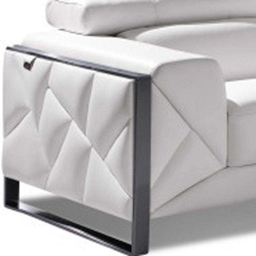 Two Piece Indoor White Italian Leather Five Person Seating Set HomeRoots