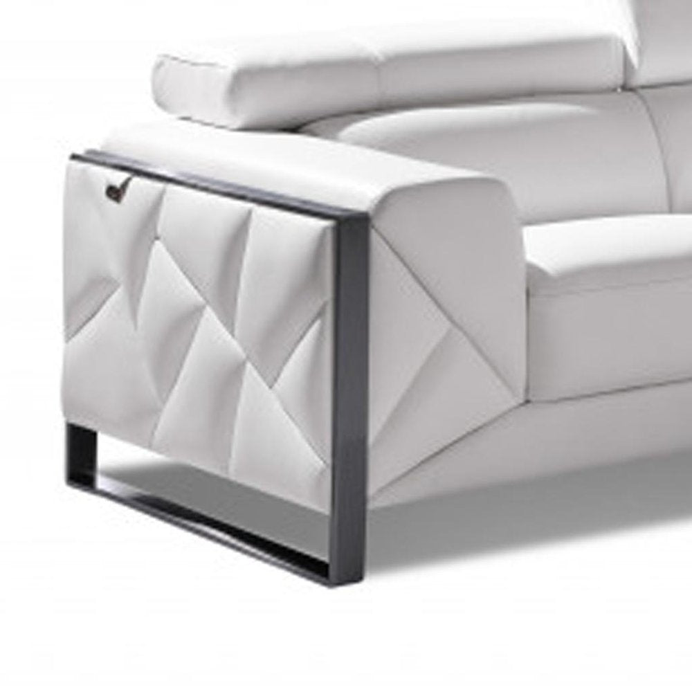 Two Piece Indoor White Italian Leather Five Person Seating Set HomeRoots