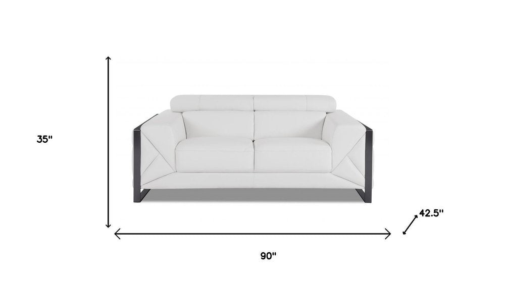 Two Piece Indoor White Italian Leather Five Person Seating Set HomeRoots