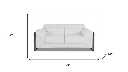 Two Piece Indoor White Italian Leather Five Person Seating Set HomeRoots