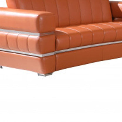 Three Piece Indoor Camel Italian Leather Six Person Seating Set HomeRoots