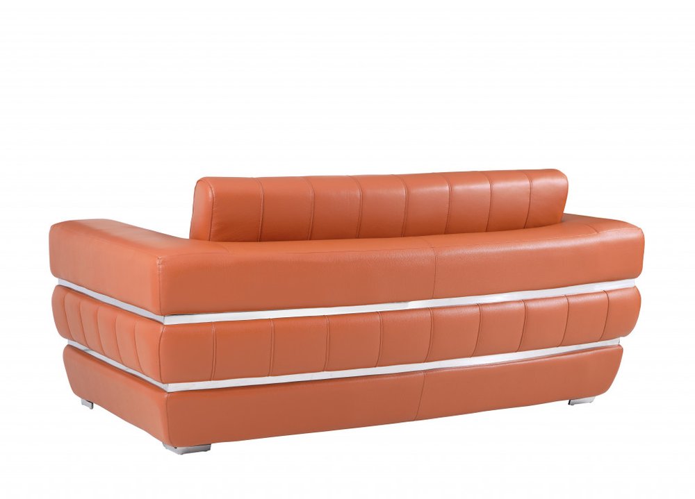 Two Piece Indoor Camel Italian Leather Five Person Seating Set HomeRoots