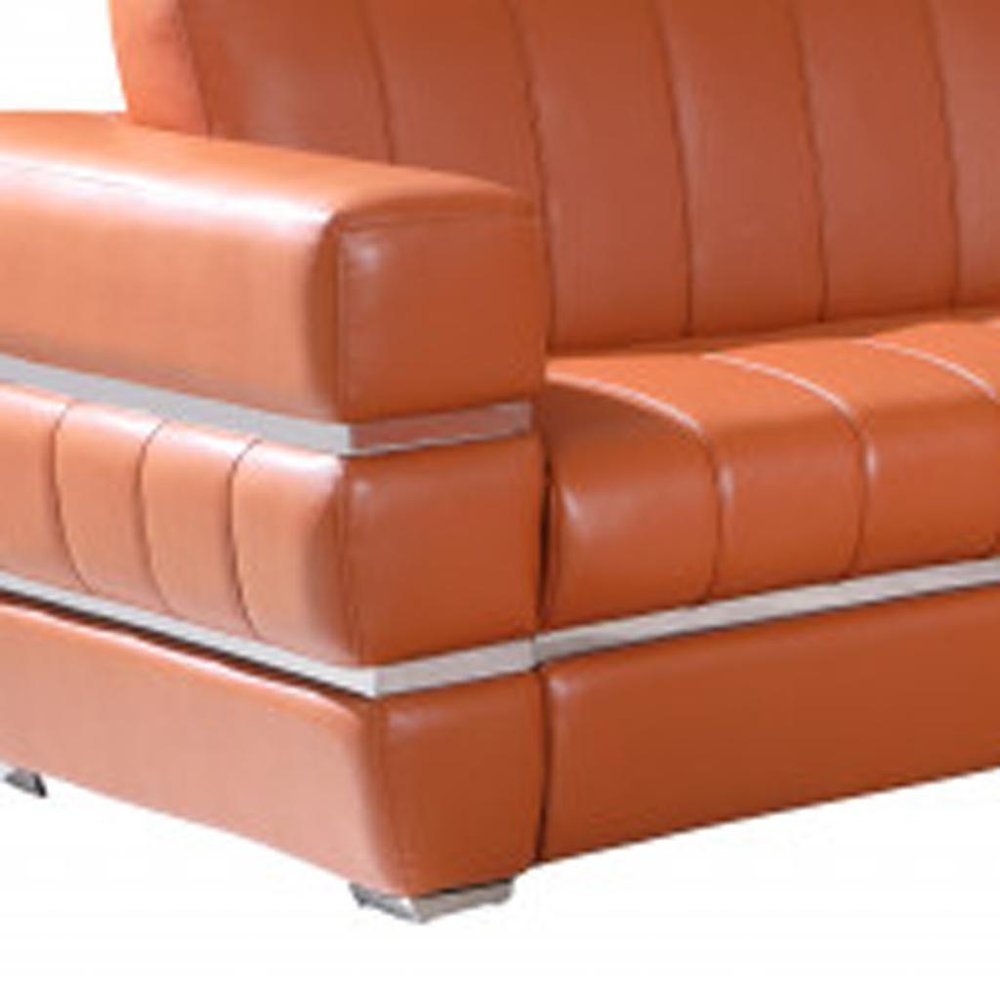 Two Piece Indoor Camel Italian Leather Five Person Seating Set HomeRoots