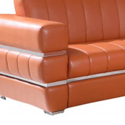 Two Piece Indoor Camel Italian Leather Five Person Seating Set HomeRoots
