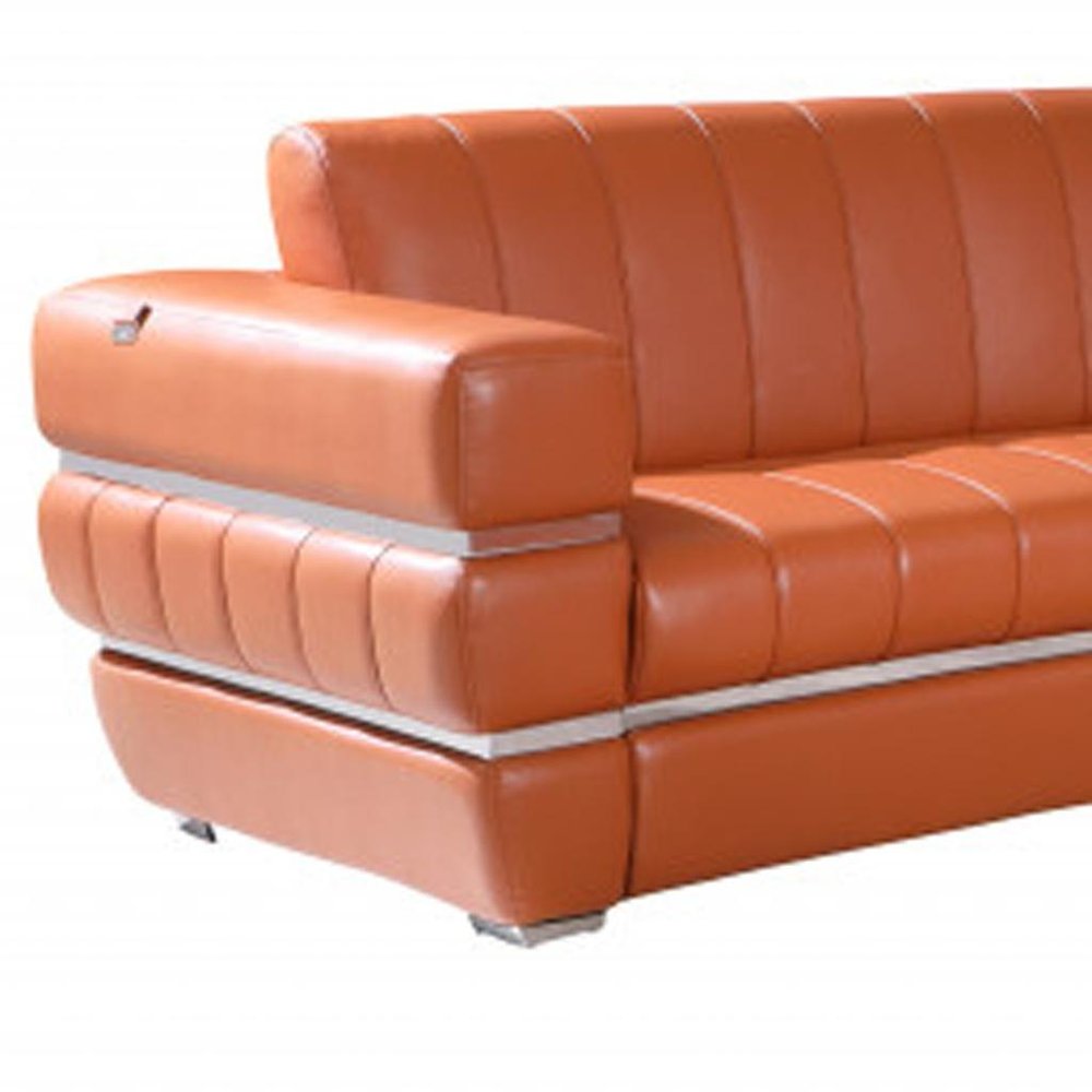 Two Piece Indoor Camel Italian Leather Five Person Seating Set HomeRoots