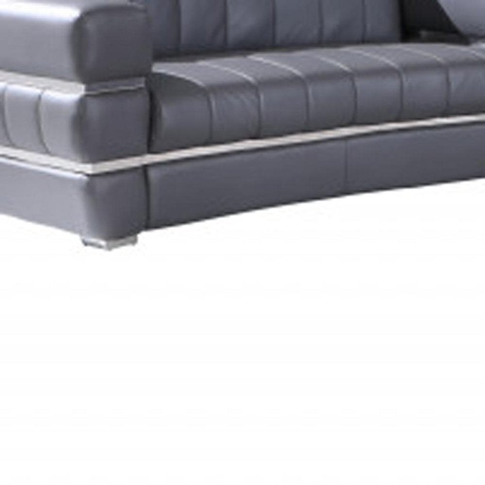 Three Piece Indoor Dark Gray Italian Leather Six Person Seating Set HomeRoots