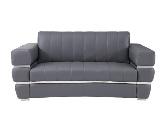 Two Piece Indoor Dark Gray Italian Leather Five Person Seating Set HomeRoots