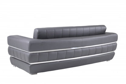 Two Piece Indoor Dark Gray Italian Leather Five Person Seating Set HomeRoots
