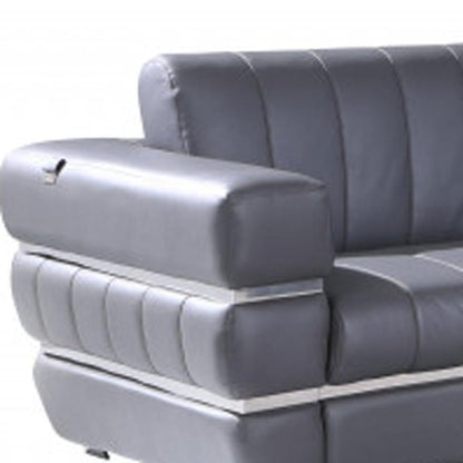 Two Piece Indoor Dark Gray Italian Leather Five Person Seating Set HomeRoots