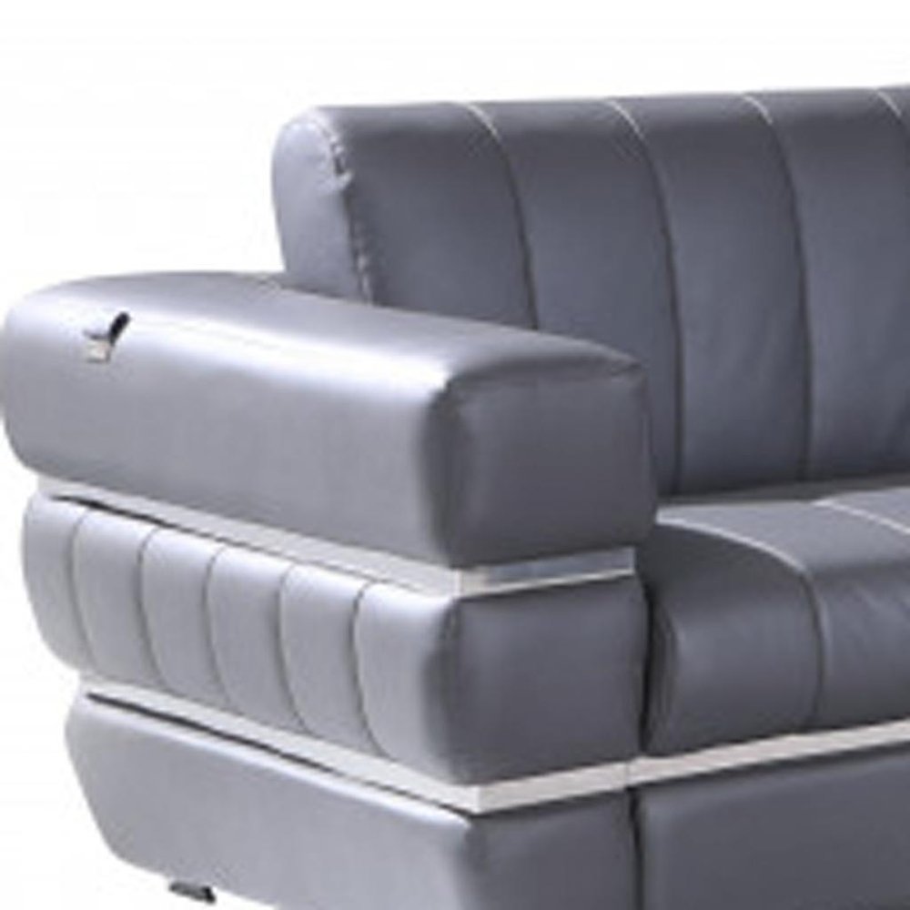 Two Piece Indoor Dark Gray Italian Leather Five Person Seating Set HomeRoots