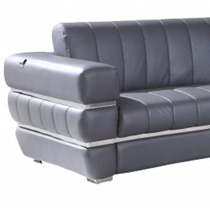 Two Piece Indoor Dark Gray Italian Leather Five Person Seating Set HomeRoots